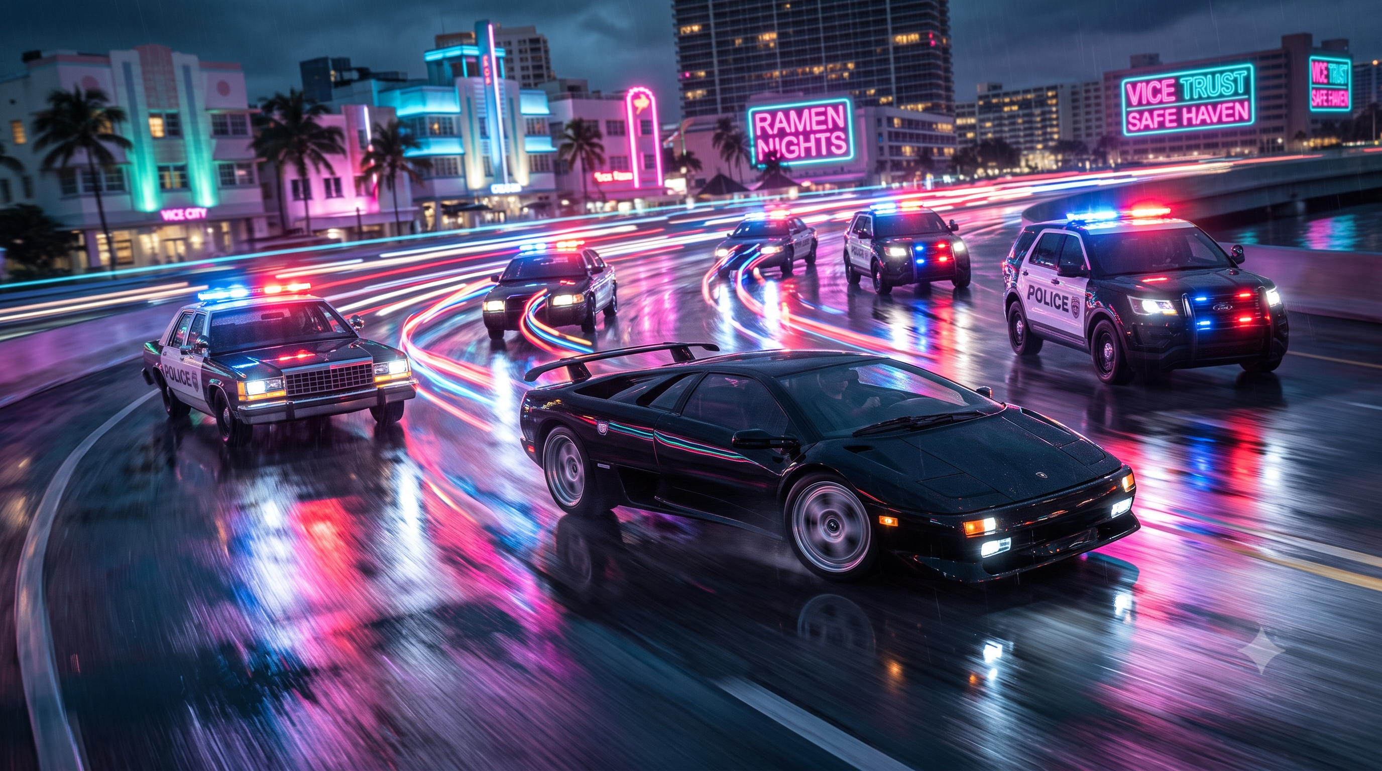 High speed police chase in Vice City